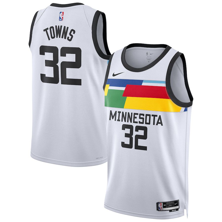 Men Minnesota Timberwolves #32 Karl-Anthony Towns Nike White City Edition 2022-23 Swingman NBA Jersey